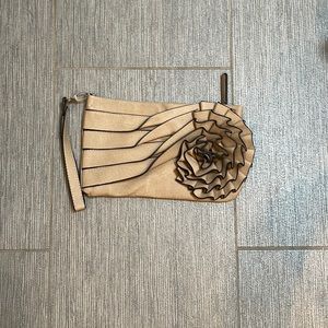 Big Buddha with rosette flower 9”x5x wrist bag pics show some wear